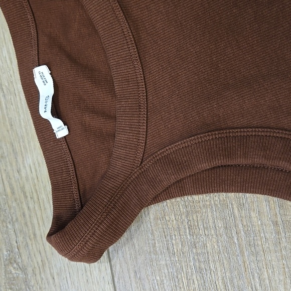 Mango Chocolate Brown Ribbed High Neck Tank Top - Picture 3 of 6